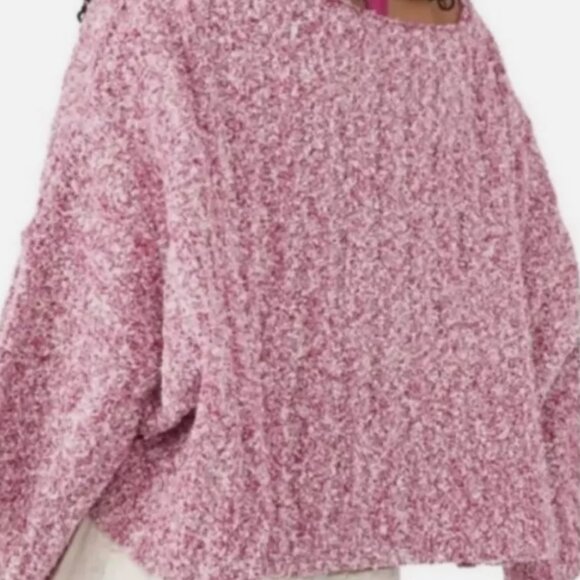 Free People Good Day Cropped Sweater Pink Size Large - Picture 3 of 9